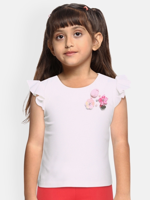 

Actuel Off White Floral Embellished Applique Pure Cotton Regular Top