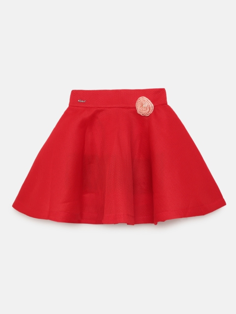 

Actuel Girls Red Scuba Net Flared Skirt