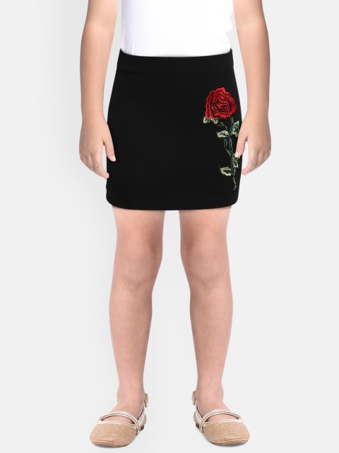 

Actuel Girls Black Self Design Skirt
