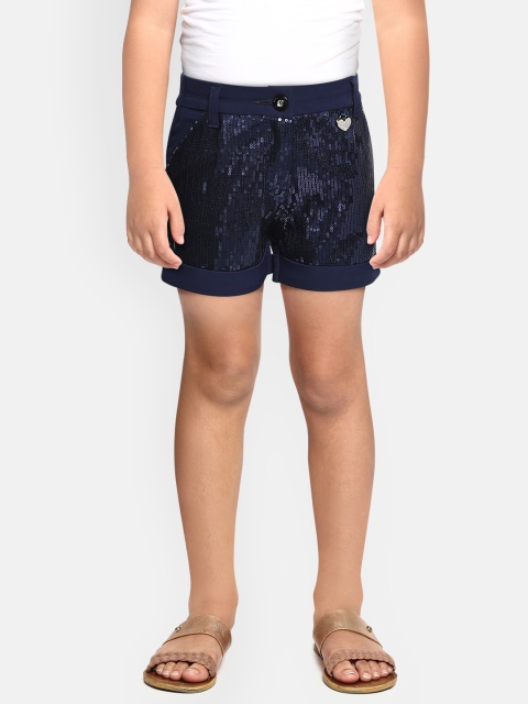 

Actuel Girls Navy Blue Embellished Regular Fit Shorts
