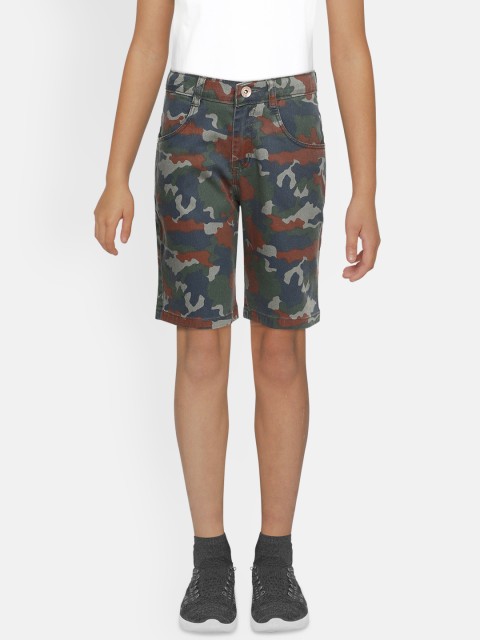 

Actuel Boys Olive Green Camoflague Printed Regular Fit Regular Shorts
