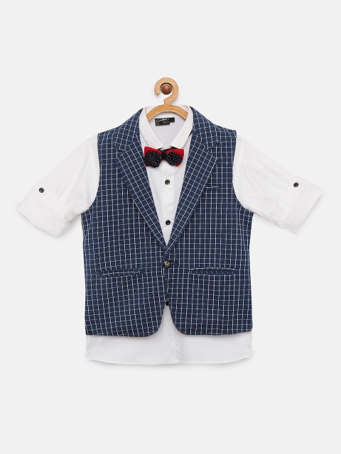

Actuel Boys Navy Blue & White Partywear Shirt With Waistcoat