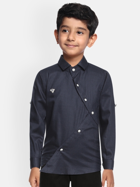 

Actuel Boys Navy Blue Regular Fit Solid Pure Cotton Casual Shirt