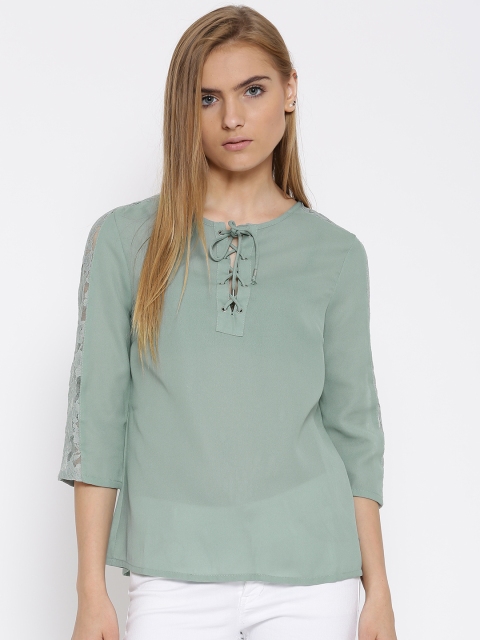 

Vero Moda Green Polyester Lace Detail Top