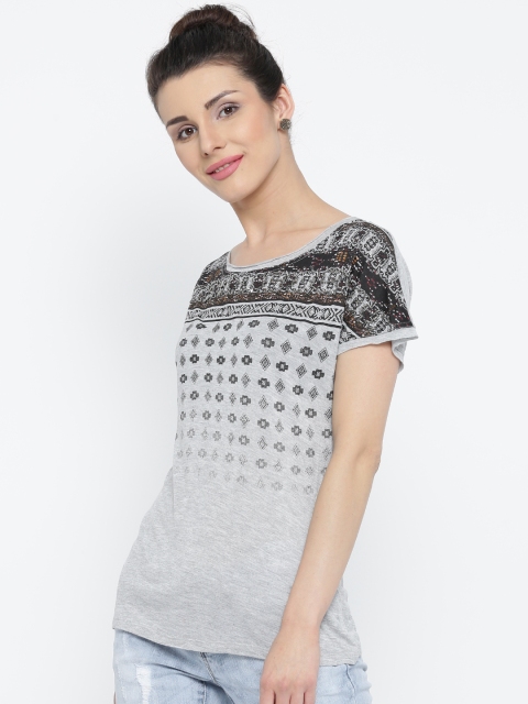 

Vero Moda Grey Melange Printed T-shirt