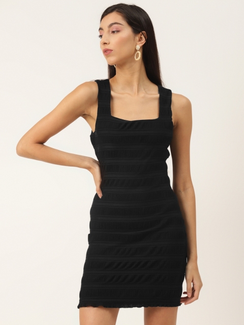 

LA LOFT Women Black Self Design Bodycon Dress