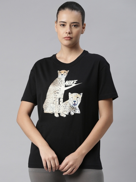 

Nike Women Black Printed Round Neck T-shirt