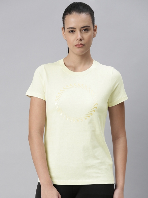 

Nike Women Yellow Printed AS W NSW ICON CLASH Round Neck T-shirt