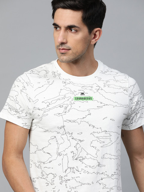

Kook N Keech Men White & Black Pure Cotton Graphic Print T-shirt