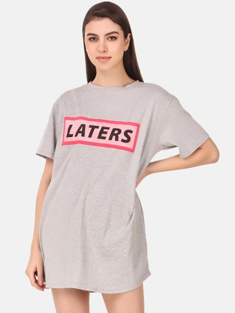 

Masha Women Grey & Red Printed Nightdress