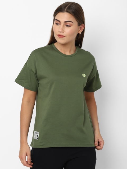 

Allen Solly Woman Women Green Solid Round Neck T-shirt