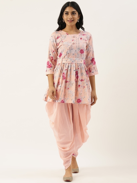

Me Lady Fashion Women Orange & Pink Printed Kurta with Dhoti Pants