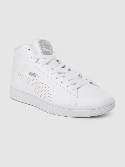 

one8 x PUMA Men White Solid Smash Mid-Cut Sneakers