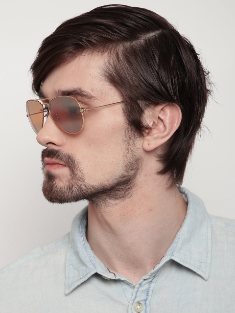 

Ray-Ban Men Mirrored Aviator Sunglasses 0RB3025I00154F55, Orange