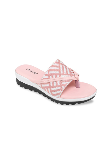 

TRASE Women Pink Textured Sandals
