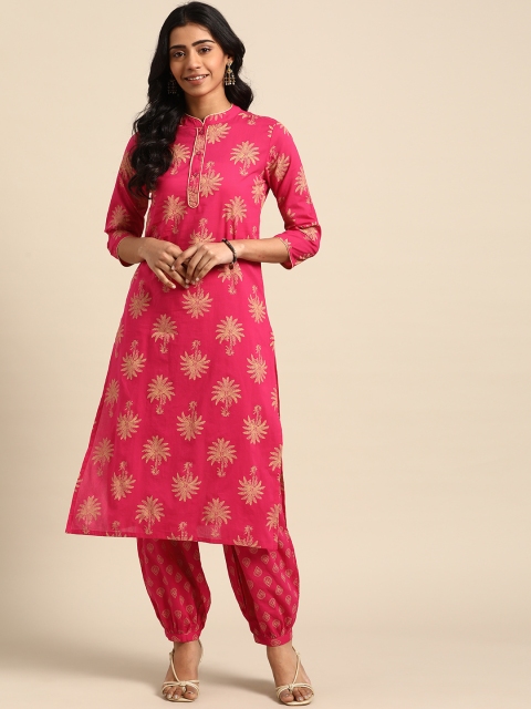 

DIVA WALK Women Pink & Beige Printed Pure Cotton Kurta with Salwar