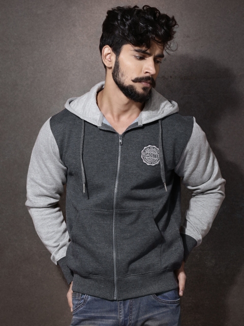 

Roadster Charcoal Grey Colourblock Hooded Sweatshirt