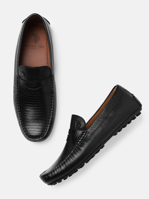 

U.S. Polo Assn. Men Black Textured Leather Loafers