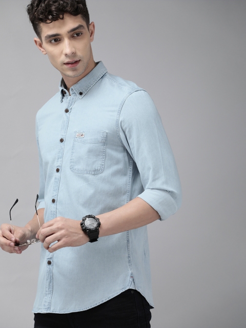 

U.S. Polo Assn. Denim Co. Men Blue Regular Fit Solid Casual Shirt