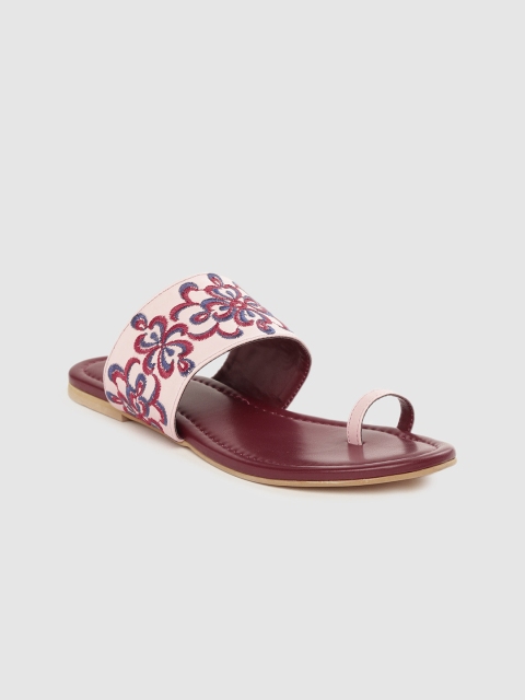 

Anouk Women Pink & Navy Embroidered Ethnic One Toe Flats