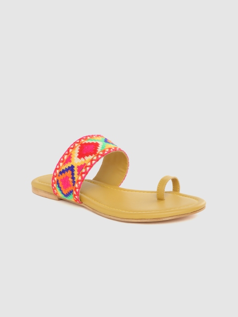 

Anouk Women Beige & Pink Embroidered One Toe Flats