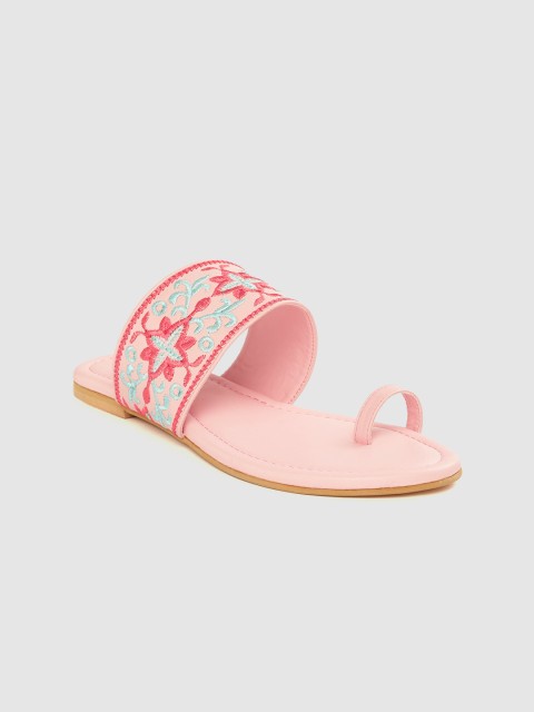 

Anouk Women Pink & Sea Green Embroidered Ethnic One Toe Flats