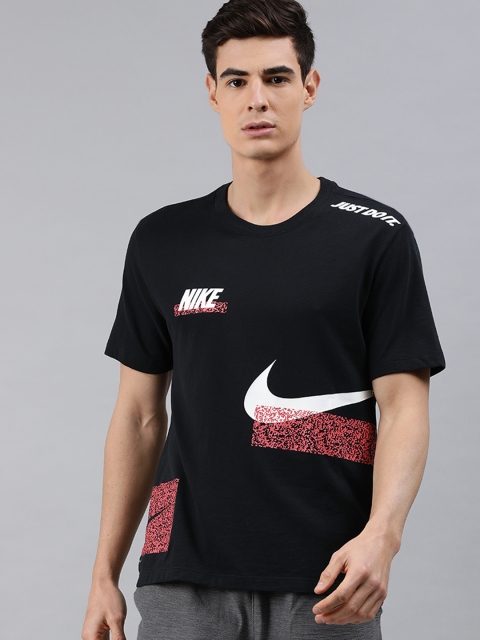

Nike Men Black DF TEE SLUB OFF PLCMT Printed Round Neck T-shirt