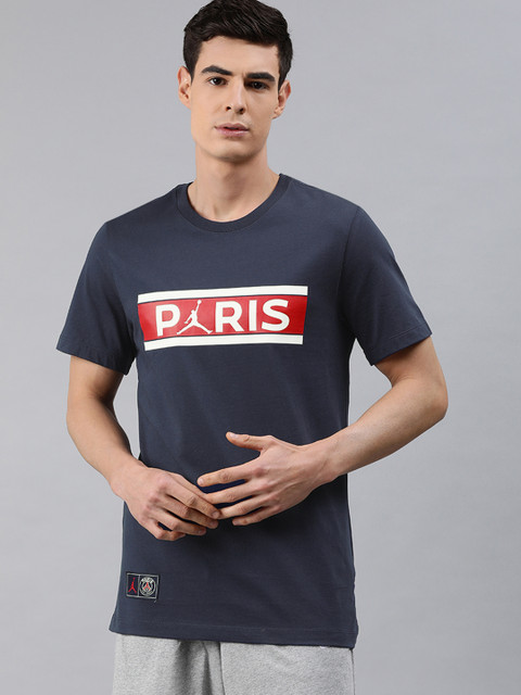

Nike Men Navy Blue Printed PSG WORDMARK Round Neck T-shirt