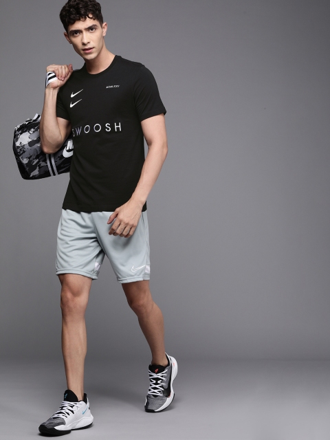 

Nike Men Black Printed SWOOSH PACK Pure Cotton Sports T-shirt