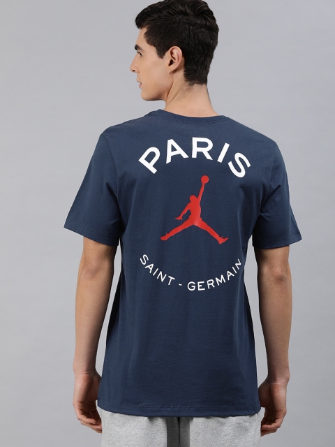 

Nike Men Navy Blue Printed Round Neck M J PSG LOGOPure Cotton T-shirt