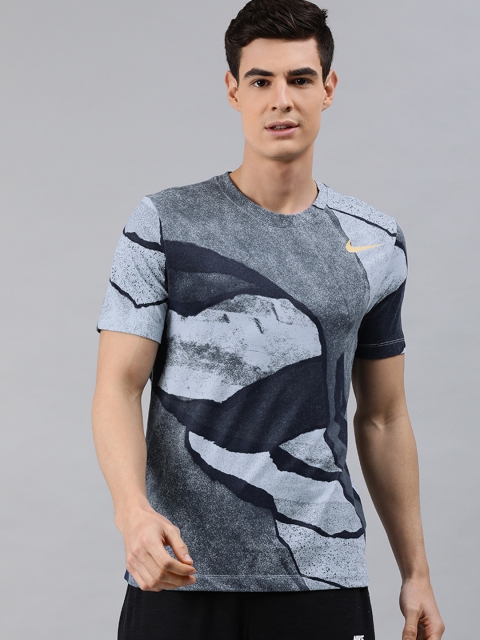 

Nike Men Blue Printed DF TEE SSNL AOP SU21 Round Neck T-shirt