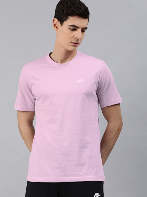 

Nike Men Purple Solid Round Neck AS M NSW CLUB Pure Cotton T-shirt