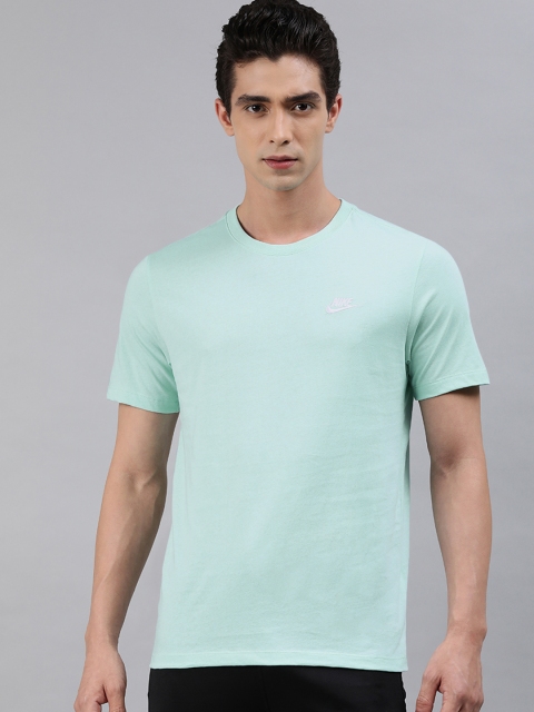 

Nike Men Sea Green Solid Round Neck AS M NSW CLUB Pure Cotton T-shirt