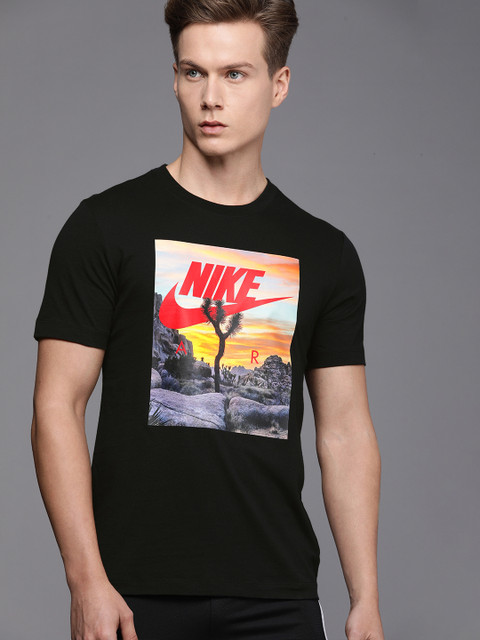 

Nike Men Black FESTIVAL PHOTO Printed Pure Cotton Sports Pure Cotton T-shirt