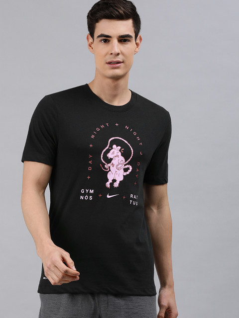 

Nike Men Black Printed Round Neck T-shirt