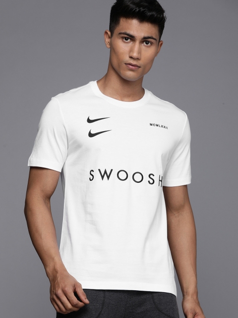 

Nike Men White Printed Round Neck Pure Cotton T-shirt