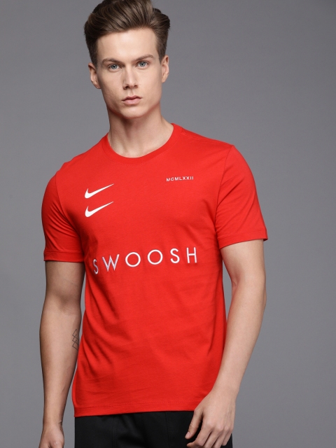 

Nike Men Red Printed SWOOSH PACK Pure Cotton Sports Pure Cotton T-shirt