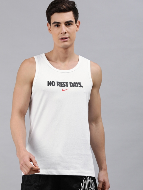 

Nike Men White Printed Round Neck T-shirt