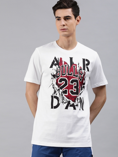 

Nike Men White Printed Round Neck Pure Cotton T-shirt