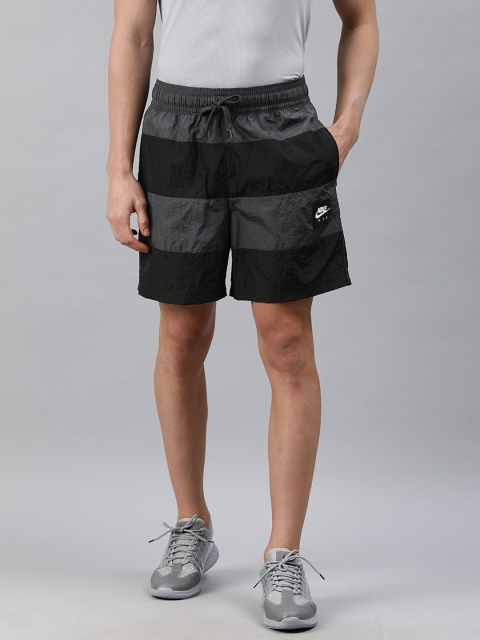 

Nike Men Black Striped NSW NIKE AIR WVN Regular Fit Sports Shorts