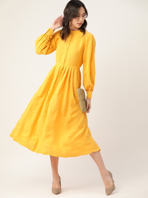 

Moda Rapido Women Yellow Solid Midi A-Line Dress