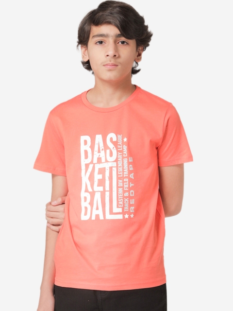 

Red Tape Boys Orange & White Printed Round Neck T-shirt