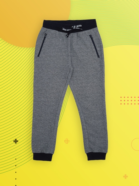 

Pantaloons Junior Boys Navy Blue & Grey Self-Design Slim-Fit Jogger