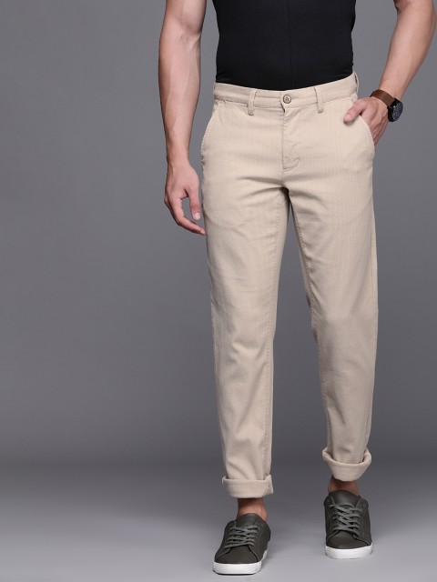 

Louis Philippe Sport Men Beige Slim Fit Self Design Regular Trousers