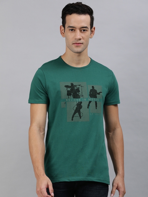 

Louis Philippe Jeans Men Green Printed Round Neck T-shirt