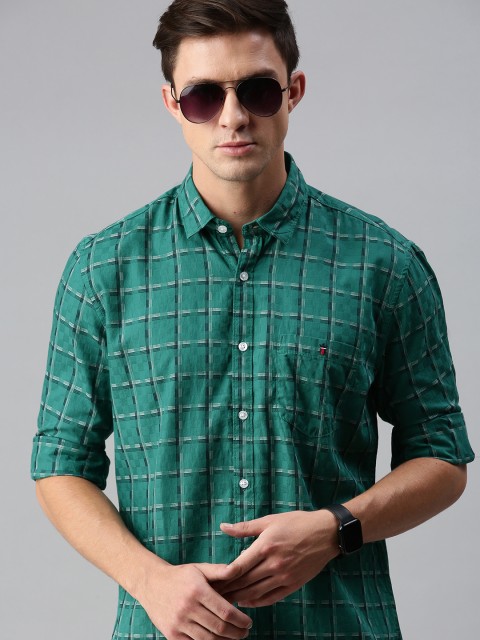 

Louis Philippe Jeans Men Green Slim Fit Checked Casual Shirt
