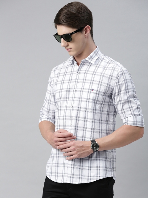 

Louis Philippe Sport Men White & Navy Blue Slim Fit Checked Casual Shirt