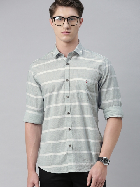 

Louis Philippe Sport Men Grey & White Slim Fit Striped Casual Shirt