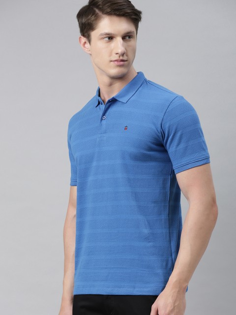 

Louis Philippe Sport Men Navy Blue Self Design Polo Collar T-shirt