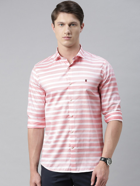 

Louis Philippe Sport Men Pink & White Super Slim Fit Striped Casual Shirt